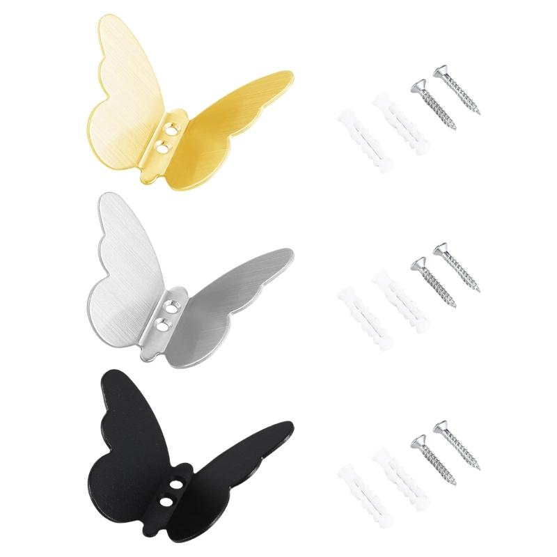 Decorative Butterfly Hooks Space Saving Butterfly Shape Wall Hooks Durable Stainless Steel Bathroom Hangers