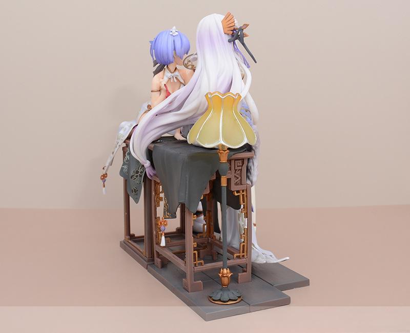 Chinese Style Cheongsam Rem and Emilia Figure Model Ornament