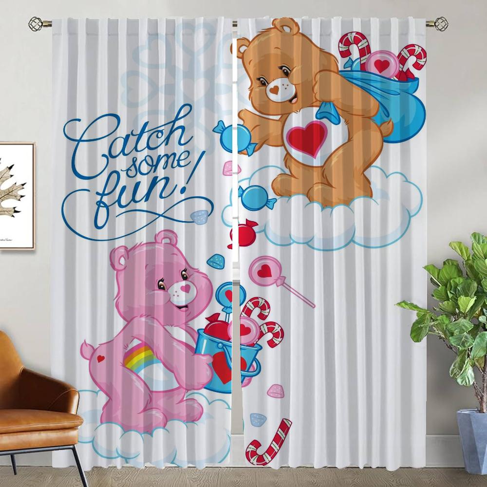 Partition Care BearS Elegant Room Curtains 2 Pieces Blackout Curtain for Room 2 Panel Halloween Decoration Shades Living Kitchen