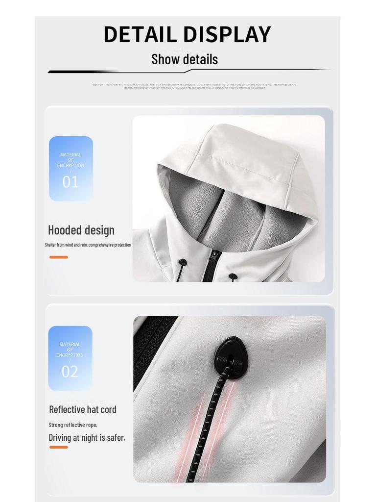 Men's Windproof Waterproof Jacket with Velvet Hood - Trendy Thick Soft Shell for Fall & Winter