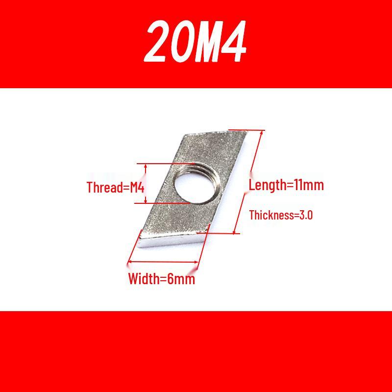 Квадратная гайка для промышленного алюминиевого профиля 3030/4040 M4/M5/M6/M8 - Ромбовидный дизайн, Национальный стандарт