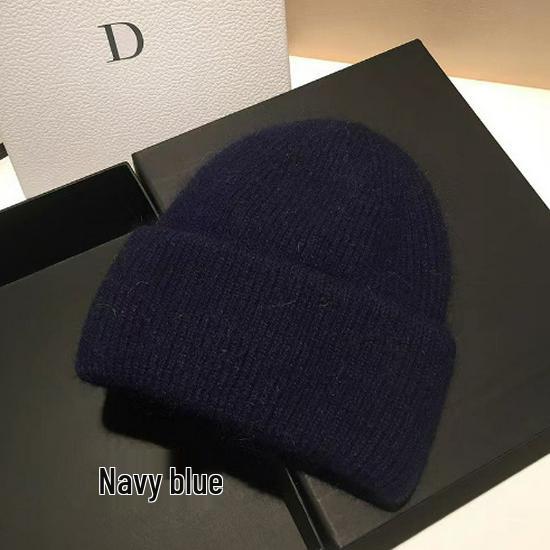 Japanese High-End Women's Rabbit Fur Knitted Beanie - Trendy Autumn/Winter Warm Hat