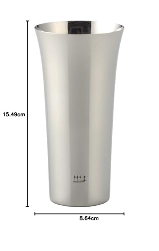 Yoshikawa Highball/Beer Tumbler, Silver, 435ml, 1 Piece, Polishing Syndicate, YJ1305