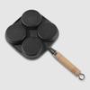 Telssida Cast Iron Four-Hole Egg Pan, Burger Mold, Breakfast Pan, Non-Coated Egg Waffle Pan, Mini Flat Non-Stick Pan