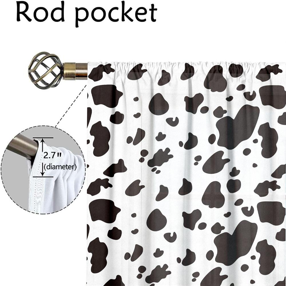 2Pcs Animal Texture Curtains Cow Spots Pattern Living Room Bedroom Kids Room Sunshade Fun Farm Theme Decor Curtains