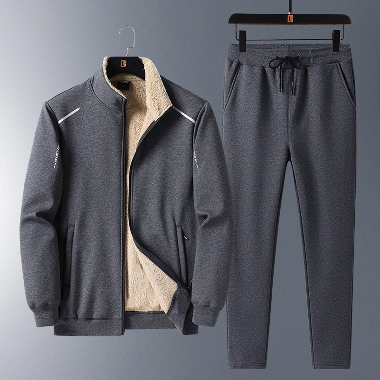 

Плюшевый и утолщенный ягненок свободного кроя, спортивный теплый повседневный комплект из 2 предметов для мужчин XL