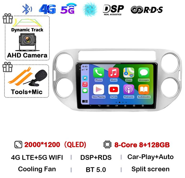 Android 14 Carplay Auto Car Radio For VW Volkswagen Tiguan 1 NF 2006 2008-2013 2014 2015 2016 Multimedia GPS Video Player Stereo
