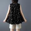 DIMANAF 2026 New Summer Plus Size Women Shirts Tees Casual Loose Blouse Button Sleeveless Lady Tops Pleated Black