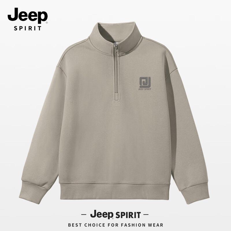 

JEEP SPIRIT Men s 2025 Loose Fit Half-Zip Stand Collar Hoodie 3XL