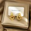 Stainless Steel Twist Stud Earring for Women Girls Gold Silver Knot Hoop Earring Shiny Cute Daily Wear Jewelry