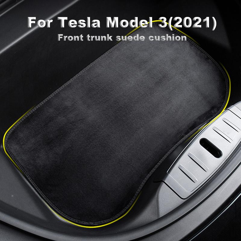Suede Front Trunk Mat Pad Anti-Slip Wear-Resistant Mat Velvet Silent Foot Pad Side Surrounding For Tesla Model 3