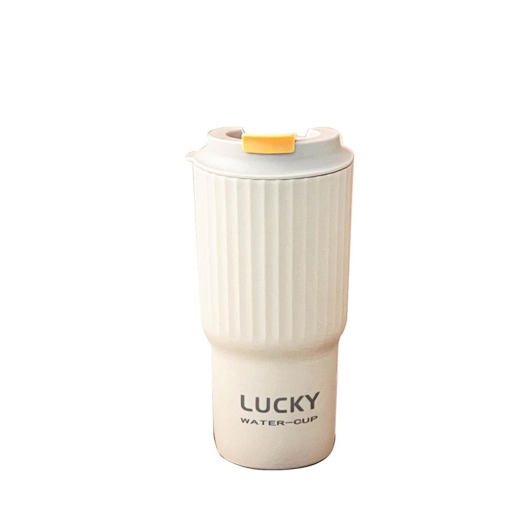 WORTHBUY 650Ml Cute Plastic Milk Coffee Cup With Lid Travel Sport Portable Large Capacity Water Cup Tumbler For Kids Adult