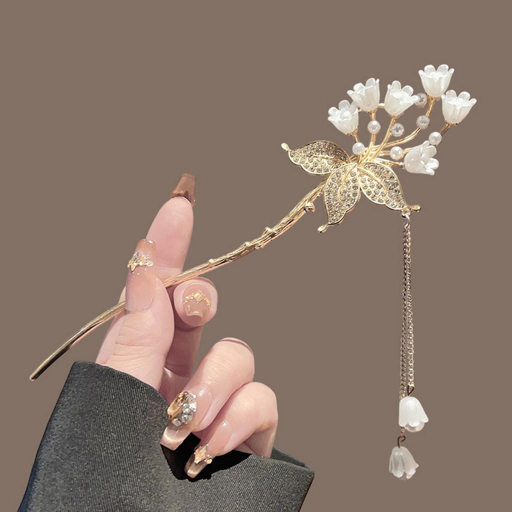 Vintage Chinese Style Hair Sticks Forks Flower Pearls Pendant Designs Women Girls Hanfu Dress Hairpins Side Clips Fringe Jewelry