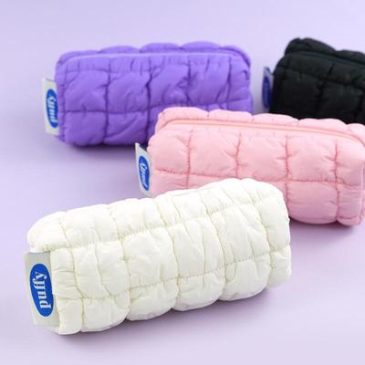 Quilted Cloud Pouch Pencil Case Pen 4-Piece Pastel Quilting