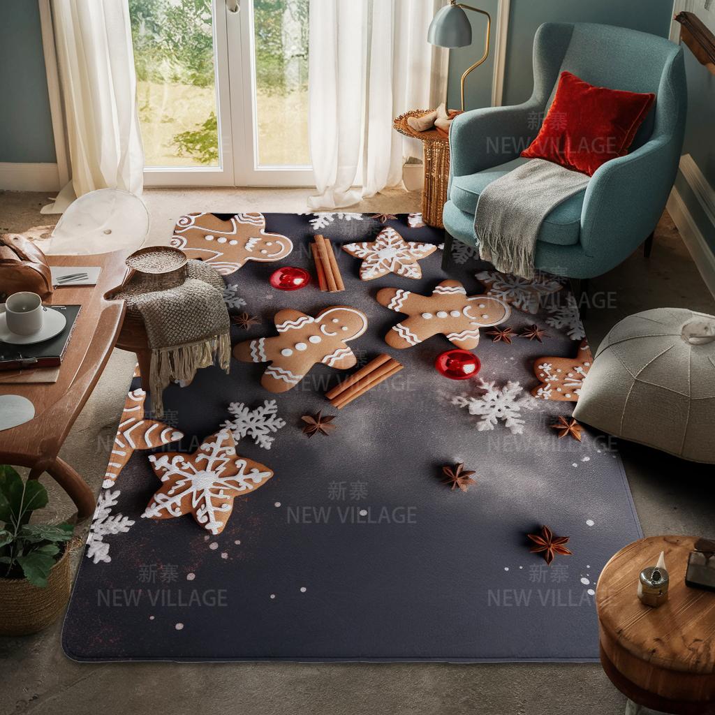 House Entrance Carpet Home Door Mat Living Room Bath Foot Bathroom Non-slip Water Absorption Rugs Bath Merry Christmas Winter