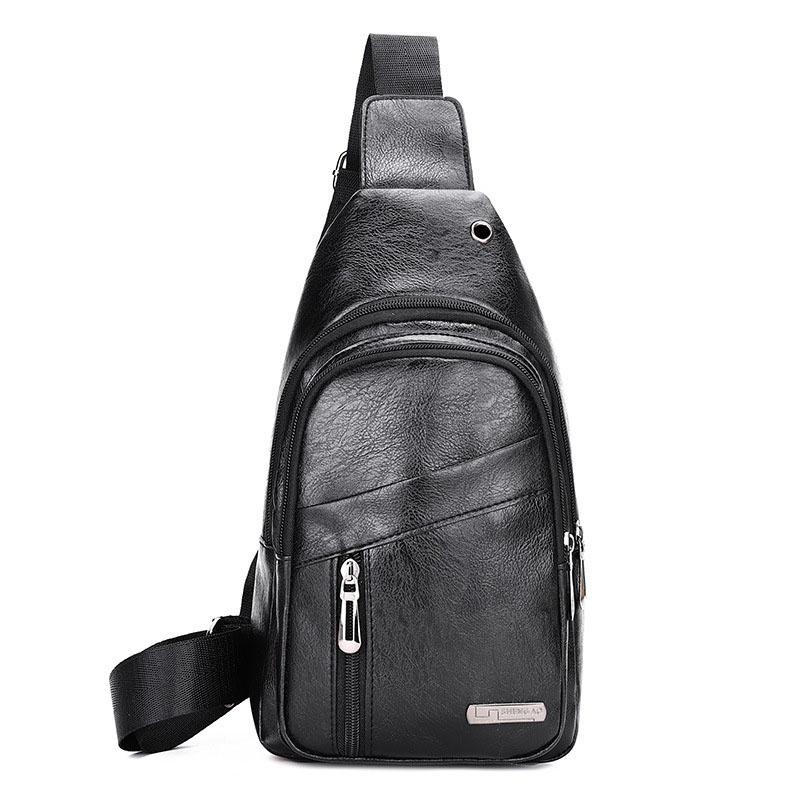 Soft Leather Men s Crossbody Bag Fashion Leisure Zipper Closure Chest Bag Versatile Lightweight Messenger Bag For Sports Travel