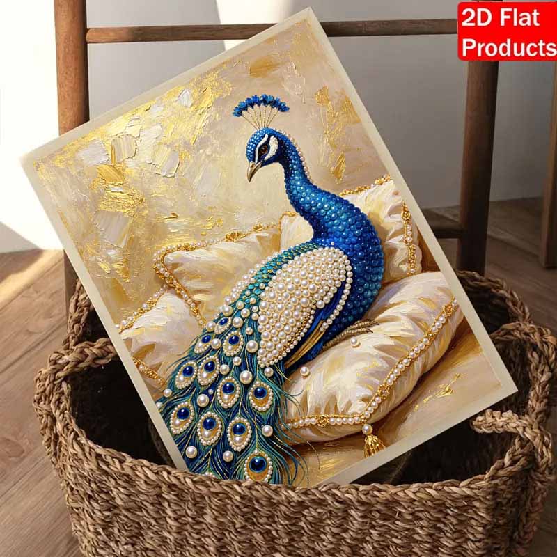 Frameless DIY Pearl Bead Painting Kit Majestic Peacock Pattern Creative Relaxing Craft Canvas Home Decor Adult Gift