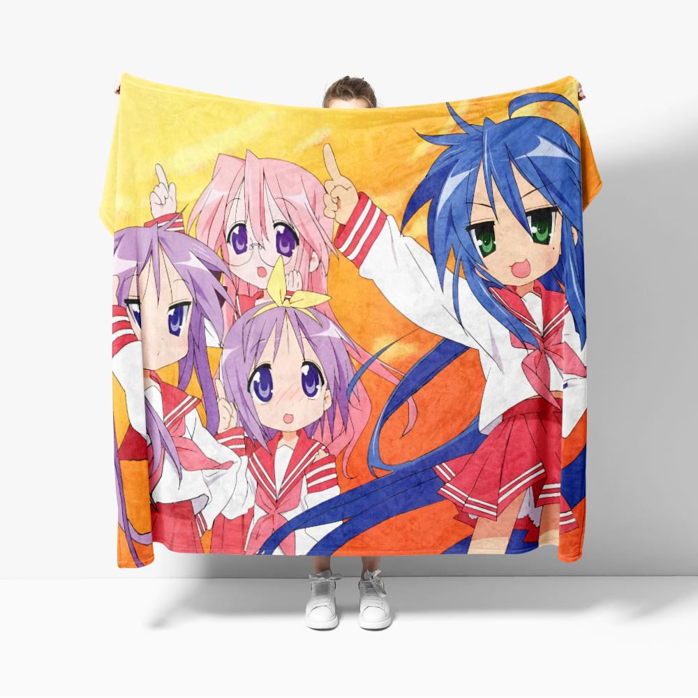 

Anime Lucky Star Flanne Blanket Soft comforter sets throw for Couch Warm Flannel Blankets Bedroom Kawaii Cute 75x90cm