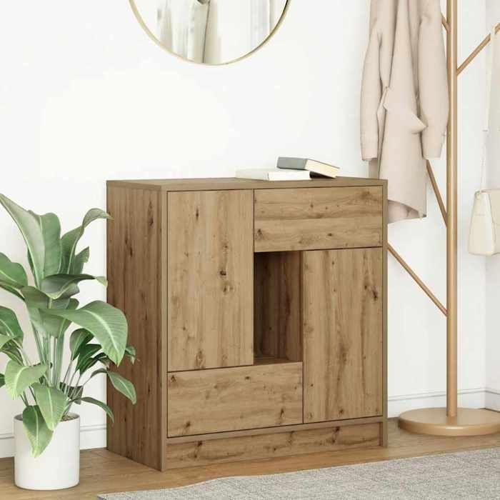VidaXL Buffet avec tiroirs et portes chêne artisanal 70,5x34x74,5 cm, meuble de rangement, armoire de buffet, meuble 861849