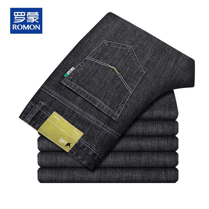 ROMON Men's Casual Straight Fit Stretch Denim Jeans