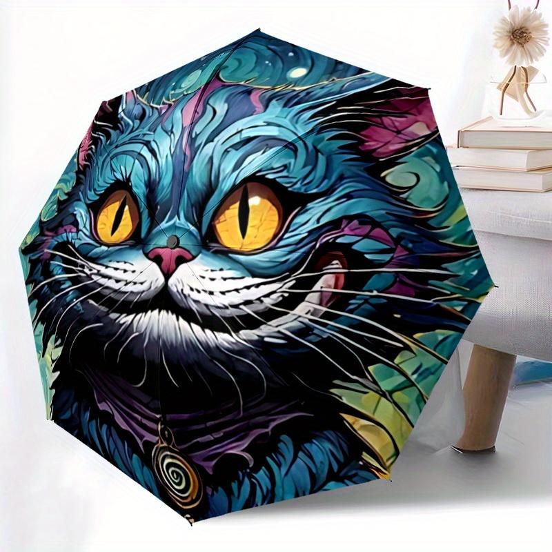 1pc Whimsical Feline Automatic Open 8-Rib Windproof Umbrella, Travel & Commuting, Suitable for All Seasons