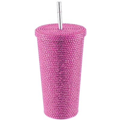 Bottiglia d'acqua da 500 ml in acciaio inossidabile con decorazione di strass, tazza termica sottovuoto per donne