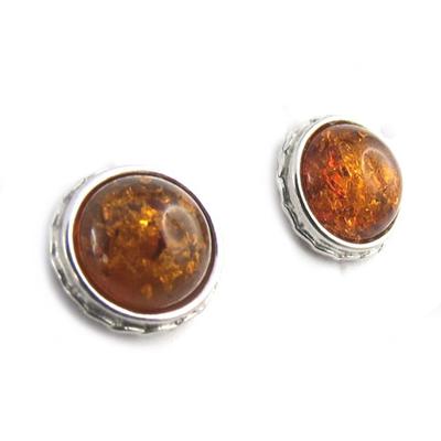 [N1992] - Brincos Prata 'Inspiração' âmbar conhaque (ródio) - 10 mm