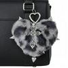 Plush Plush Heart Shaped Keychain In Y2K Style With Rhinestones And Metal Wing Elegant Bag Hanging Ornament