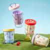 Double Wall Salad Cup Portable Leak Proof Oat Container With Fork&Handle Drain Fruit Cup Cute Breakfast Cup For Student