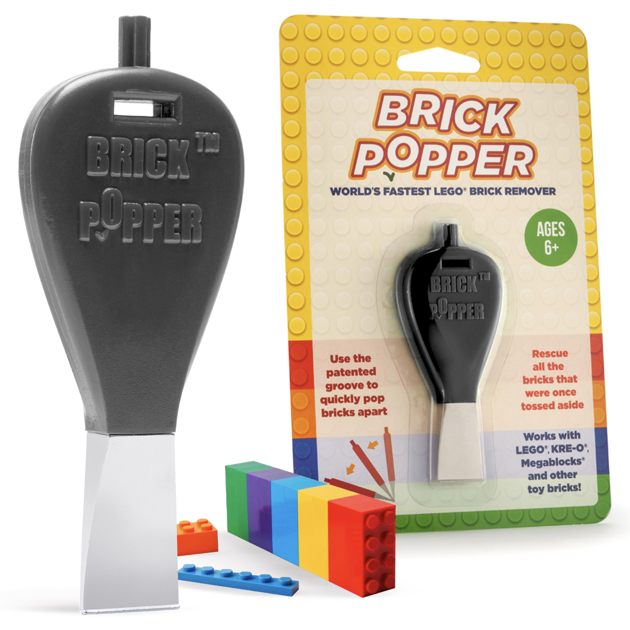 

Brick Popper Easy Block Remover Tool, Durable Metal Construction, Suitable for Kids and Adults, Ages 6 and Up, Black