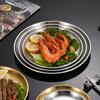 Stainless Steel Dinner Plates Round Salad Serving Plate Easy To Clean Pizza Fruit Bowl for Home Kitchen Outdoor Camping BBQ