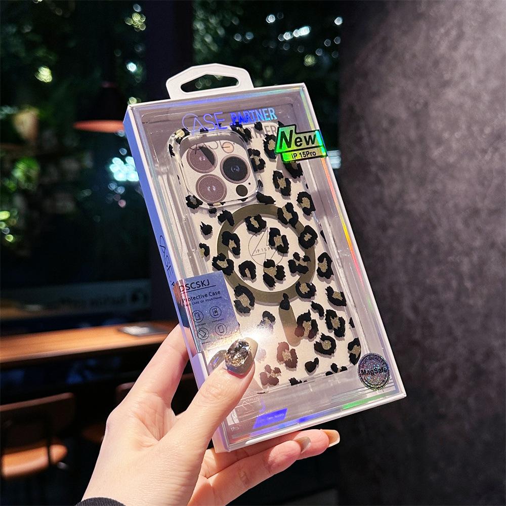 

Гальванизированная леопардовая лента для упаковки iPhone16promax Магнитный чехол Imd Большое отверстие Apple 15p Чехол для мобильного телефона 14 S22U