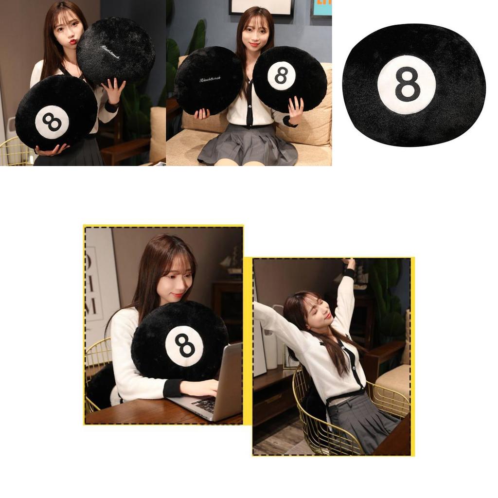 Creative Black 8 Billiards Pillow Plush Toy Sofa Cushion Nap Pillow Living Room Decoration Puppet