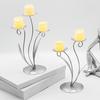 Iron Tulip Candle Holder Decoration 3-Arm Flower Candlestick Home Office Living Room Metal Tealight