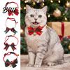 Quick Release Cat Collar Christmas Bow Pet Collar Adjustable with And Bell Durable Polyester Plaid Print for Cats Small Dogs Holiday Wear
