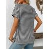 Summer New Women's V-neck Short-sleeved Loose Striped Casual Pullover T-shirt