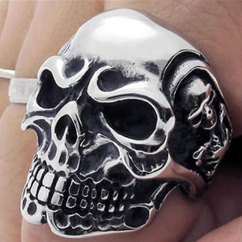 Jewelry Retro Oversized Skull Ghost Head Men's Ring