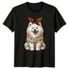 Fluffy Dog Reindeer Antlers Christmas Holiday Unisexs Unisexs Graphic Tee