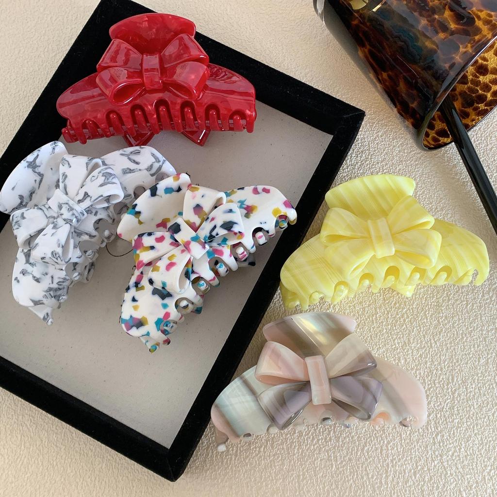 Sweet Bowknot Hair Claw Clips Large Hair Gripper Nonslip Elegant Hair Accessory for Women Lady Girls Thin Thick Hair