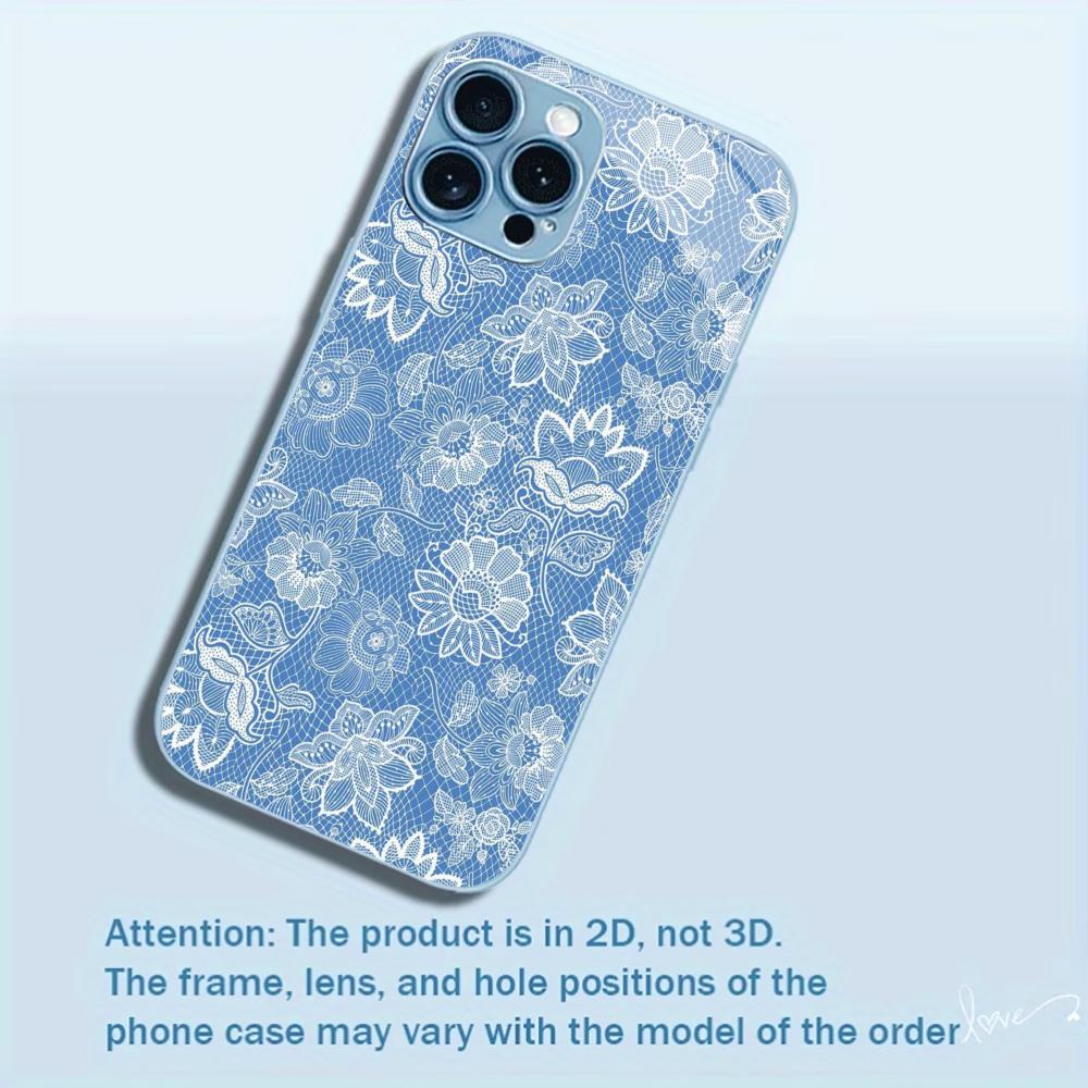 Light Blue White Lace phone case for iphone 17 case for iphone 17 pro max cover Glass for iPhone 17 16 15 14 13 12pm Pro Plus