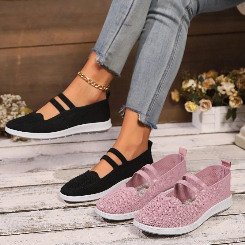 Fashion 2025 Autumn New Women's Fly Weave Breathable Shallow Mouth Casual Single Shoes Comfortable Fashion Versatile Slip On Flat Shoes