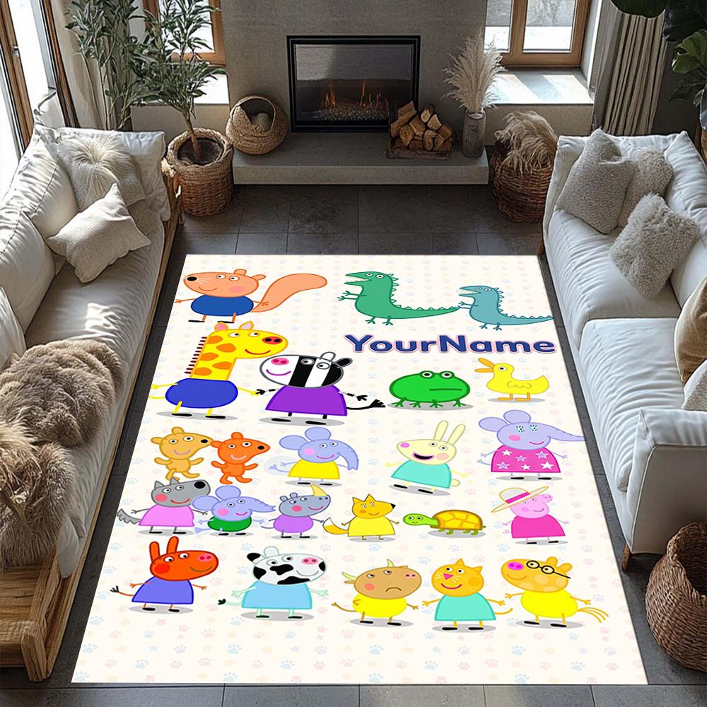 Peppa Pig Customizable Name Area Rug Perfect for Decorate room Study room Bedrooms Game Room Anti-slip Rug Office home decor Perfect Gift for Women/Me