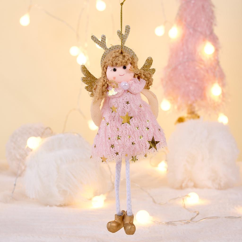 Christmas Angel Decoration, Christmas Angel Doll Decoration, Festive Hanging Ornaments With Deer Antlers, Suitable For Fireplace, Living Room, Bedroom