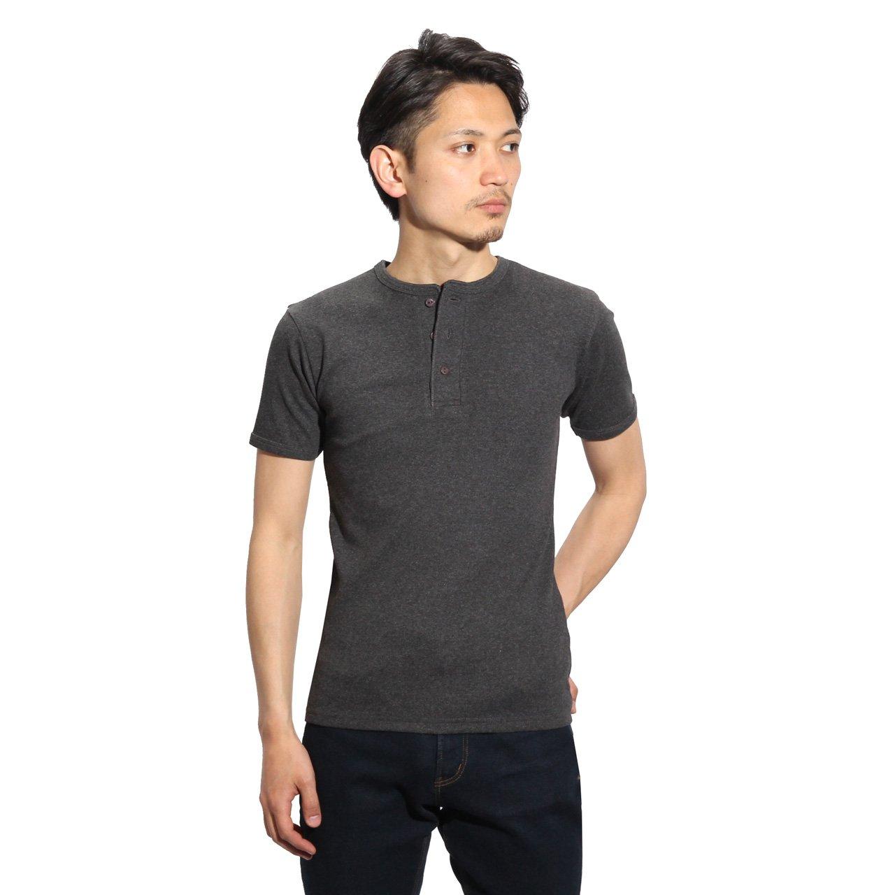 Avirex Daily Henley Neck Rib Short Size Charcoal T-Shirt, Sleeve, S,