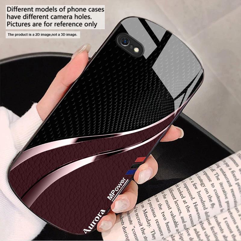 Hochwertige Lederstruktur Für iPhone 17 16 15 14 13 Plus 12 mini 11 Pro Max XR Xs Max X 7 8 6S 22 20 Elliptische Glas-Handyhülle