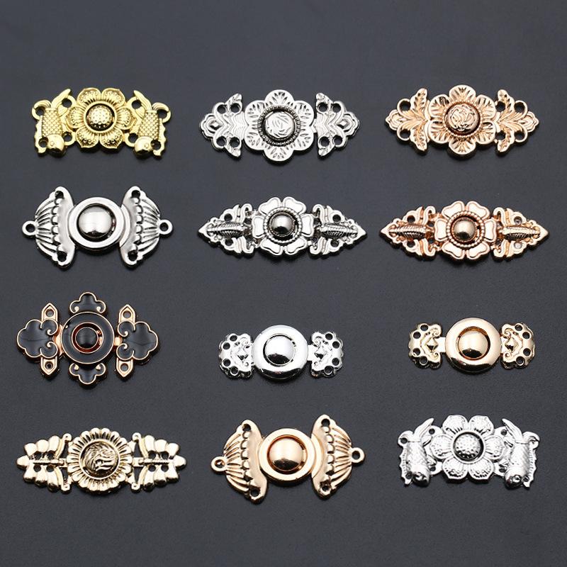 

Metal Ancient Hanfu Cheongsam Mother Button Antique Buckle Retro Button Collar Buckle Clothing Button Accessories 1 #[3 pieces] * See color map
