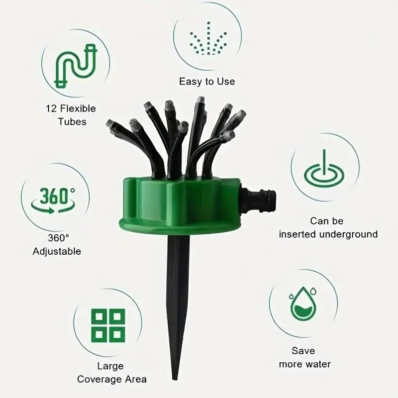 1pcs 12 Hose Heads 360° Adjustable Watering Sprinkler, Garden Sprinkler, Lawn Sprinkler Head Automatic Garden Yard Sprinkler Irr