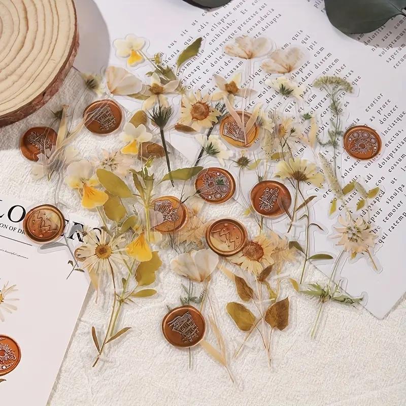 40 Pcs Dried Flower Collection Record PET Stickers Decorative Handmade Scrapbooking Material Diary Album Craft Supplies