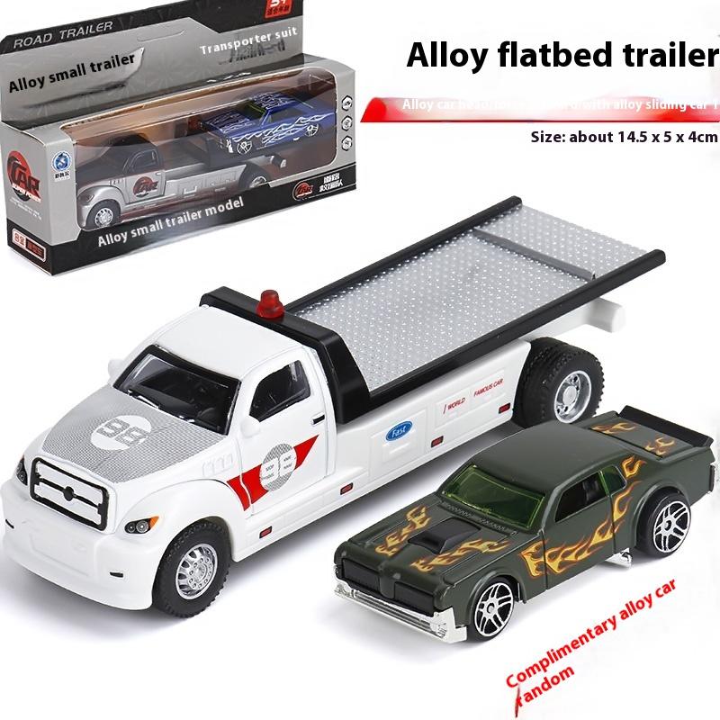 

Metallic Flatbed Transporter Toy Car with Retro Power - Pull-Back Thrill for Young Auto Enthusiasts
