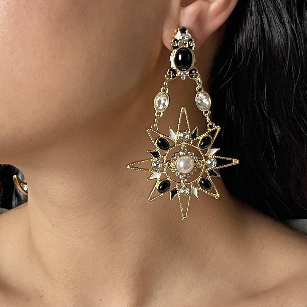 Medieval Style Dangle Earring Handmade Crystal Earrings Retro Sun&Moon Earrings  Birthday Gift